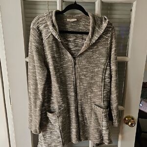 Style & Co. Textured BoHo Knit Hooded Cardigan. Sz L
